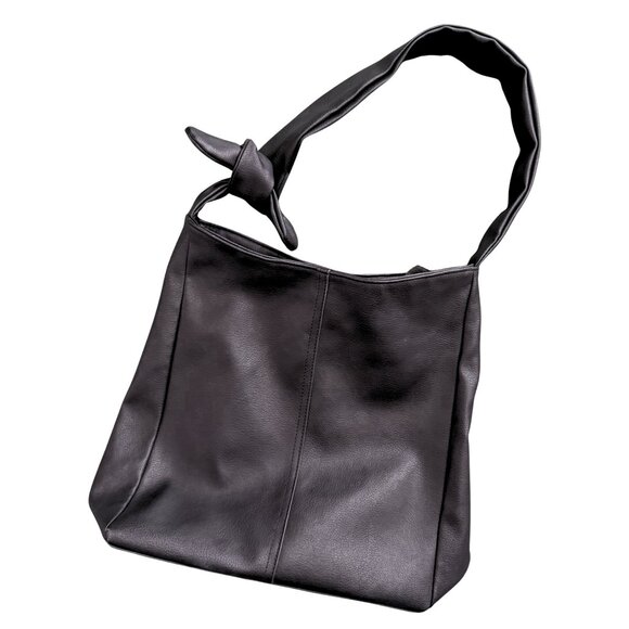 Time and Tru Black Faux Leather Vera Hobo Handbag Tote Purse - Picture 1 of 8